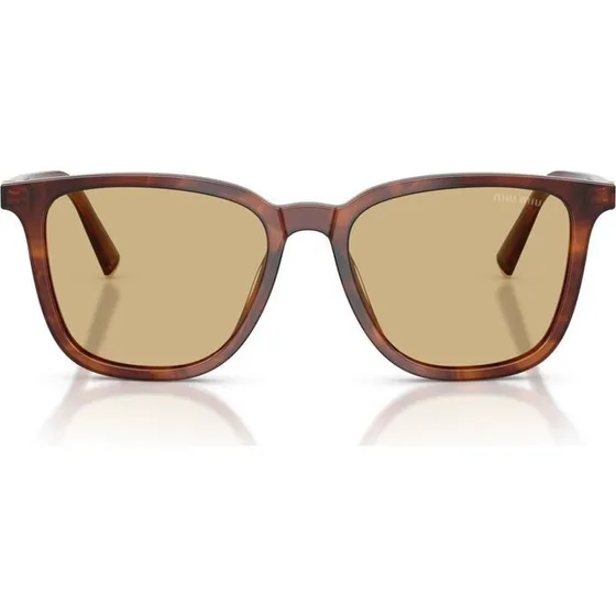 Miu Miu 0MU B03S Lunettes de Soleil Carrées Marron et Jaune 53mm
