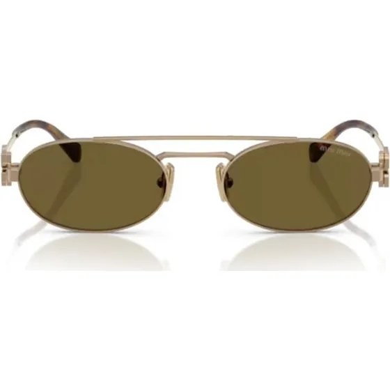 Miu Miu SMU 54ZS Lunettes de Soleil Géométriques Dorées et Marron
