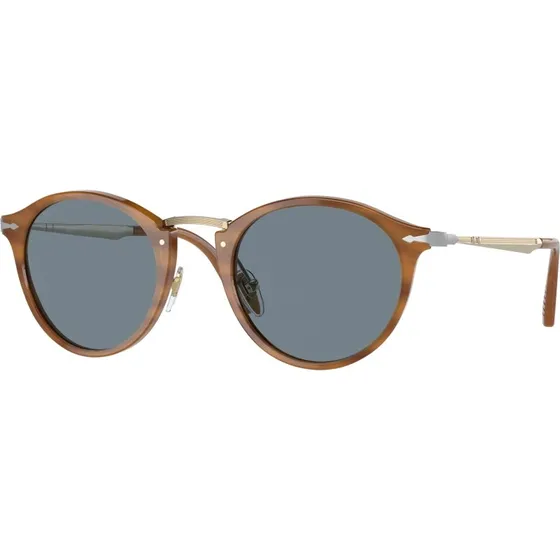 Persol PO 3166S Lunettes de Soleil Rondes Marron et Verres Bleus