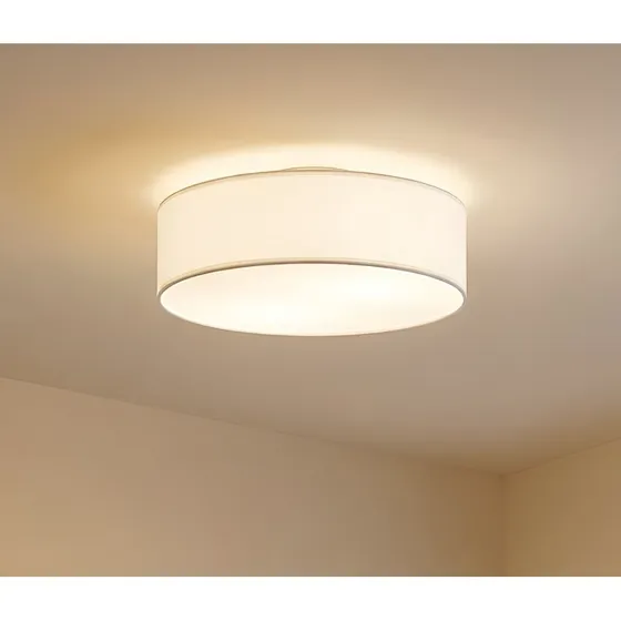 Lindby Sebatin Plafonnier en Tissu Crème, Ø 40 cm, E27
