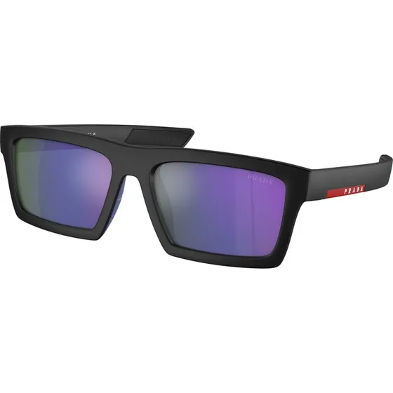 Prada Linea Rossa PS 02ZSU Lunettes de Soleil Carrées Noires et Bleues
