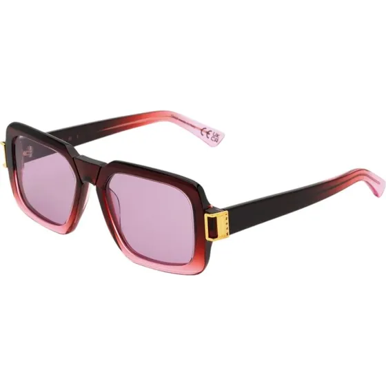 Marni Zamalek Lunettes de Soleil Carrées Acétate Bordeaux et Rose