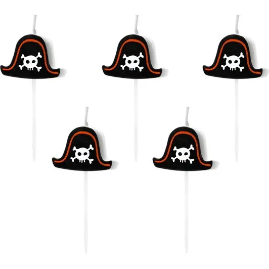 Bougies Chapeau Pirate x5 - 2 cm