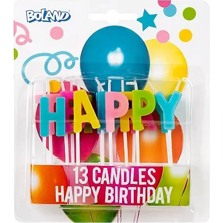 Bougies Happy Birthday 13 pices pois et toiles