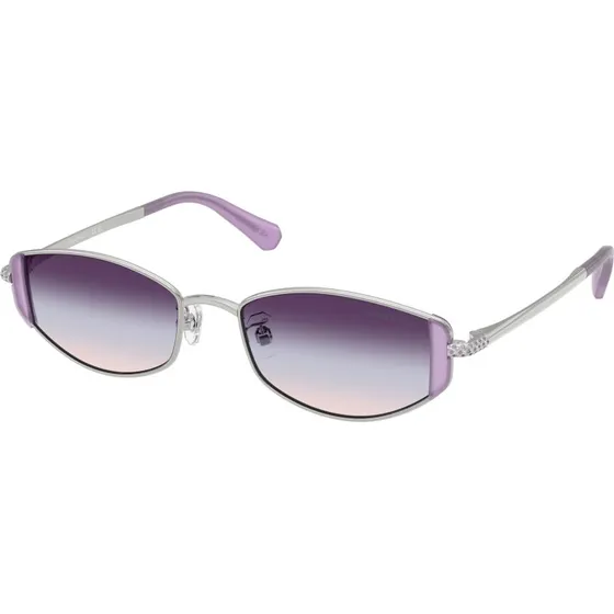 Swarovski SK7035D Lunettes de Soleil Rondes Argentées et Violettes