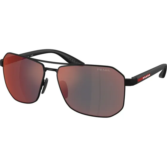 Prada Linea Rossa Lunettes de Soleil Pilote Métal Noir et Gris