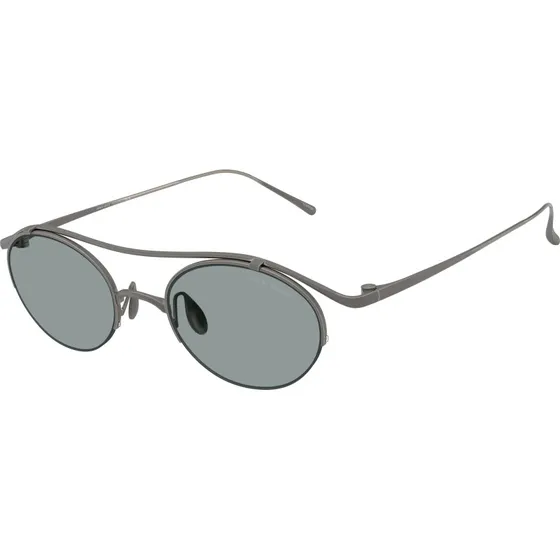Giorgio Armani Homme AR6172T Lunettes de Soleil Rondes en Titane Gris