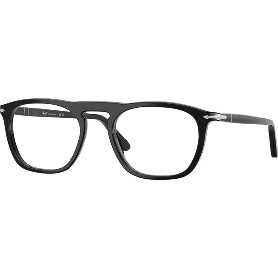 Persol PO3391V 95 Lunettes de Vue Carrées en Acétate Noir Transparent