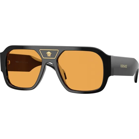 Versace Homme VE4508U Lunettes de Soleil Carrées Noir et Orange