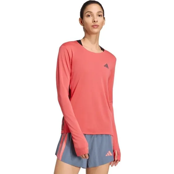 adidas Adizero L LS Tee Rouge - T-shirt manches longues femme