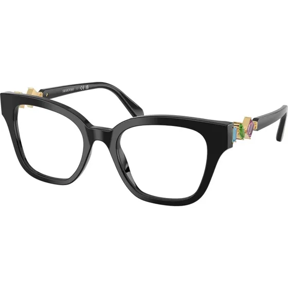 Swarovski SK2048 1001 - Montures Optiques Carrées en Acétate Noir
