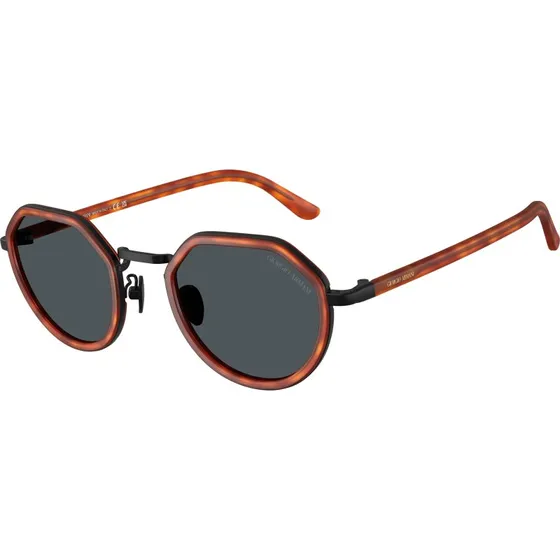 Giorgio Armani Homme AR6181 Lunettes de Soleil Rondes Marron et Bleu