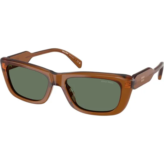 Miu Miu MU B12S Lunettes de soleil carrées en acétate - Marron/Vert