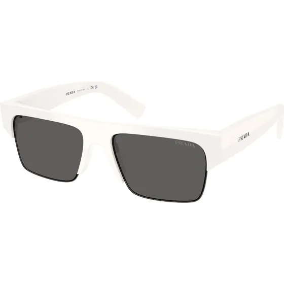 Prada Homme PR D12SU Lunettes de soleil Carrées en Acétate Blanc et Gris