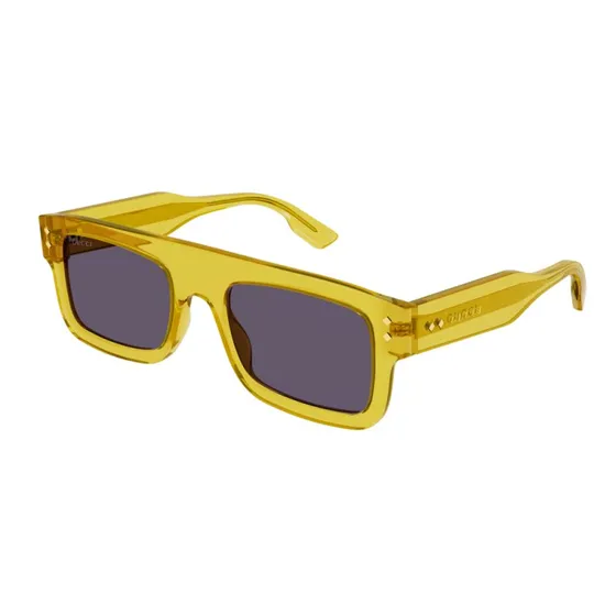 Gucci Homme GG1085S 003 Lunettes de Soleil Carrées Jaunes et Grises