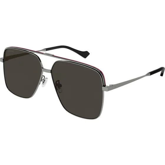 Gucci Homme Lunettes de Soleil GG1099SA Pilote Ruthénium et Gris