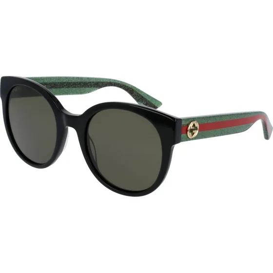 Gucci GG0035SN 002 Lunettes de soleil rondes en acétate noir et vert