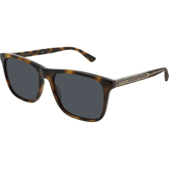 Gucci Homme GG0381SN Lunettes de Soleil Carrées Havana et Bleu