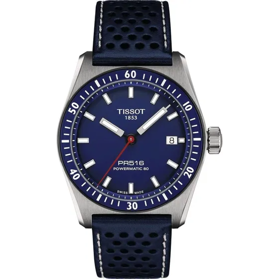 Tissot PR516 38mm Automatique Bleu Cuir