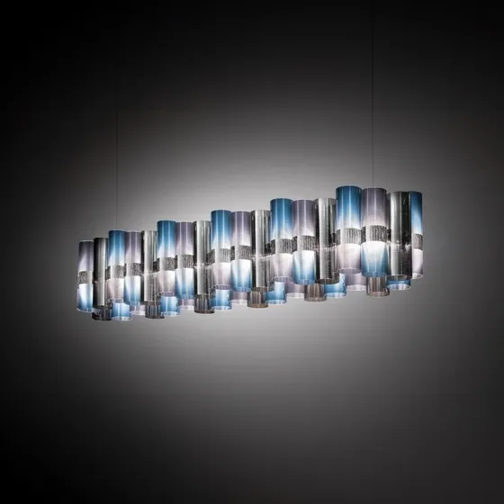 Slamp Suspension LED La Lollo bleu-violet, 140 cm