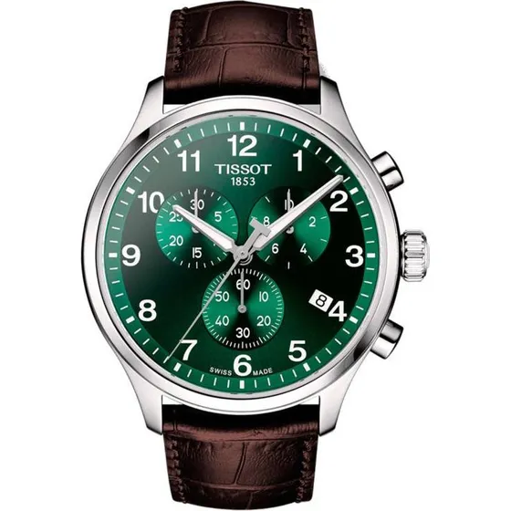 Tissot Chrono XL Classic Vert Cuir Marron 45 mm