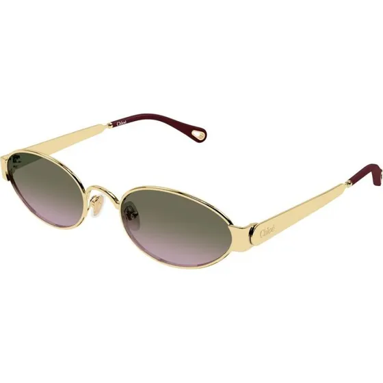 Chloé CH0355S Lunettes de Soleil Ovales Dorées et Verres Violets