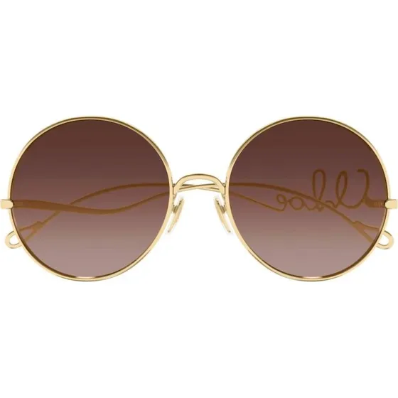 Chloé Ch0372S Lunettes de Soleil Rondes Dorées et Marron