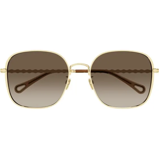 Chloé Lunettes de Soleil Ch0255s Dorées Géométriques Marron