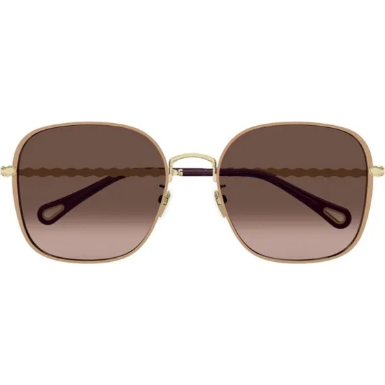 Chloé CH0255S Lunettes de Soleil Géométriques Dorées et Marron