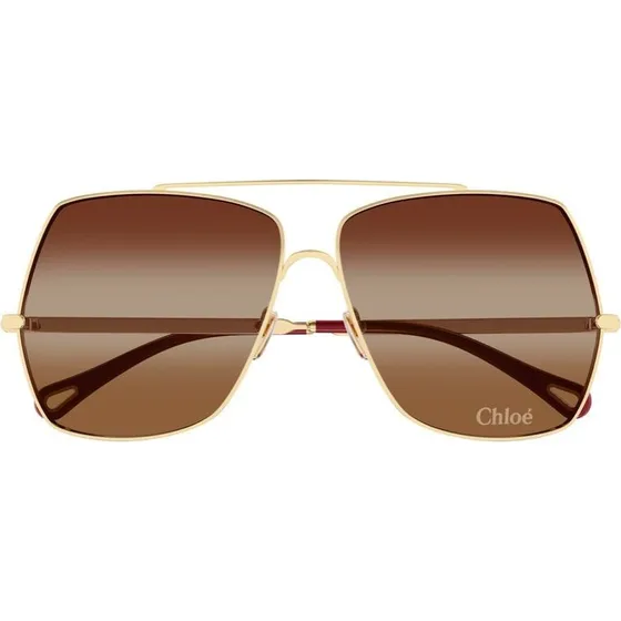 Chloé Aly CH0278S Lunettes de Soleil Oversize Dorées et Marron