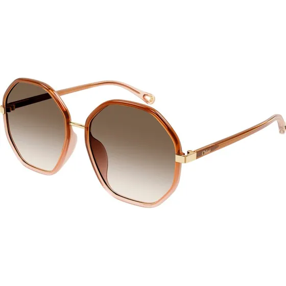 Chloé Lunettes de Soleil CH0133SA 002 Marron Géométrique Ombré