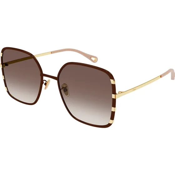 Chloé CH0143S 005 Lunettes de soleil Carrées en Métal Marron