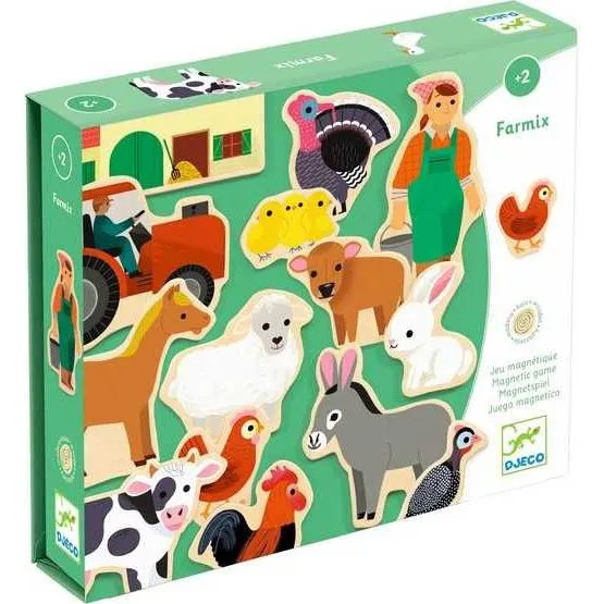 Djeco Farmix - Magnets en bois (24 pices)