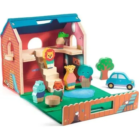 Djeco SoftiHouse Maison en bois avec figurines