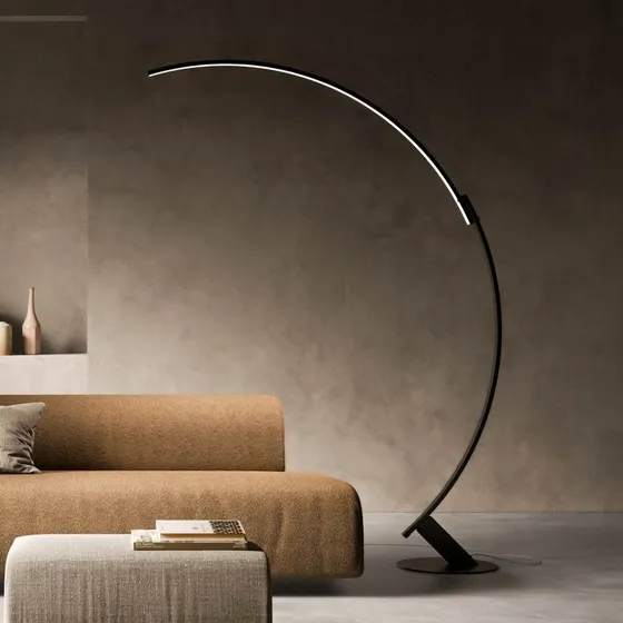 Kyudo Lampadaire LED Noir KDLN - Design en Arc - 212 cm