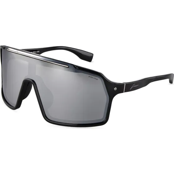 Police SPLU84 ZAC 1 Lunettes de Soleil Masque Noir Fumée Homme
