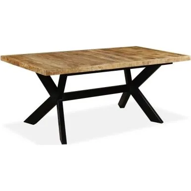 Table à manger industriel bois de manguier massif 180x90x76 cm