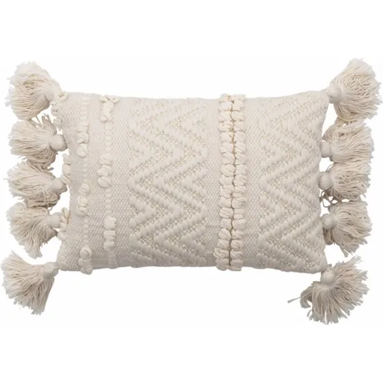 Bloomingville Kissen Boho Natur-Weiss 35x20 cm