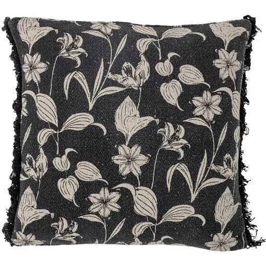 Bloomingville Mali Coussin Noir 50x50cm Coton Recycl