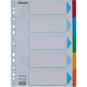 Esselte Intercale A4 5 Onglets Couleurs Mixtes