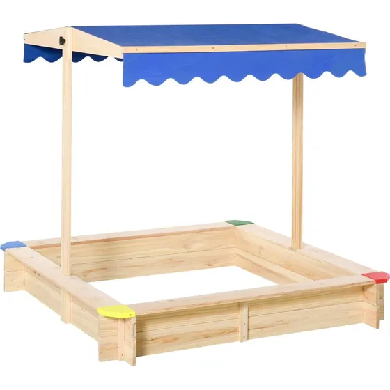 Outsunny Bac  sable bois carr 1,2m avec toit rglable