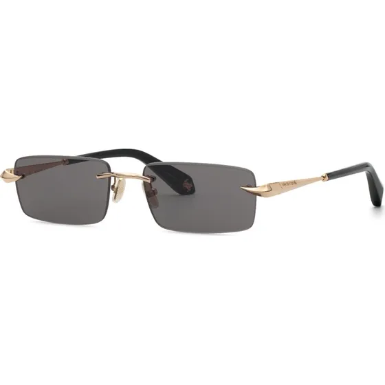 Roberto Cavalli SRC206M Lunettes de Soleil Carrées en Métal Doré