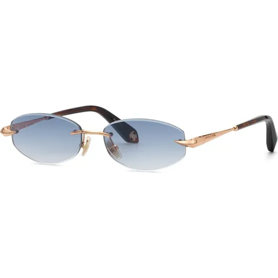 Roberto Cavalli SRC207M 8FCB : Lunettes de soleil carrées dorées et bleues