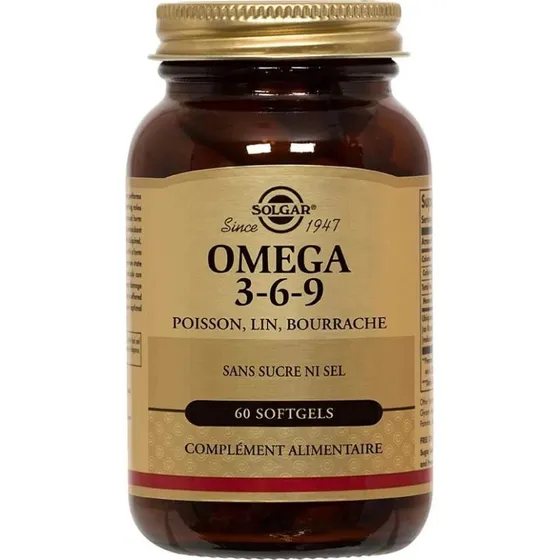 Solgar Omega 3-6-9 Poisson, Lin et Bourrache, 60 Softgels