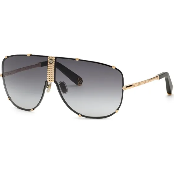 Philipp Plein SPP075M Plein Stud Lunettes de Soleil Aviateur Or et Gris