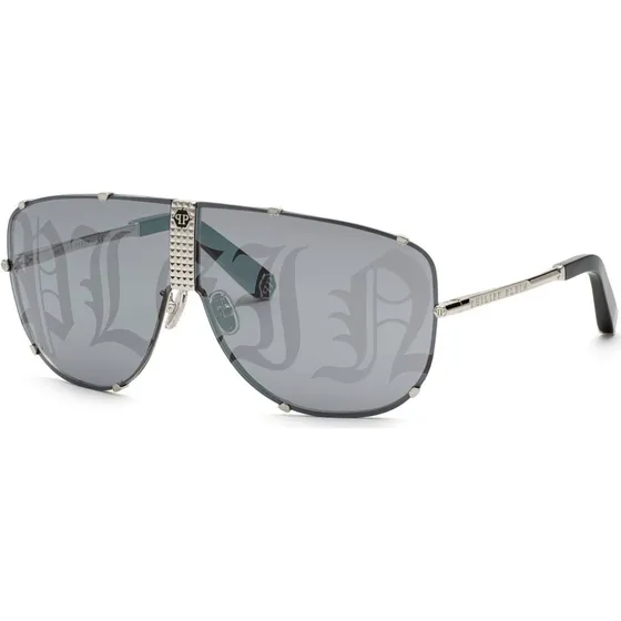 Philipp Plein SPP075M Plein Stud Lunettes de Soleil Pilote Métal Gris