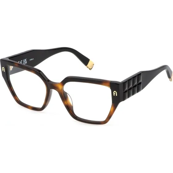 Furla VFU775 01AY Montures Optiques Carrées en Acétate Havane