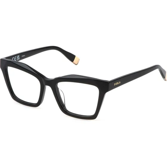 Furla VFU767 700 Lunettes de Vue Géométriques en Acétate Noir