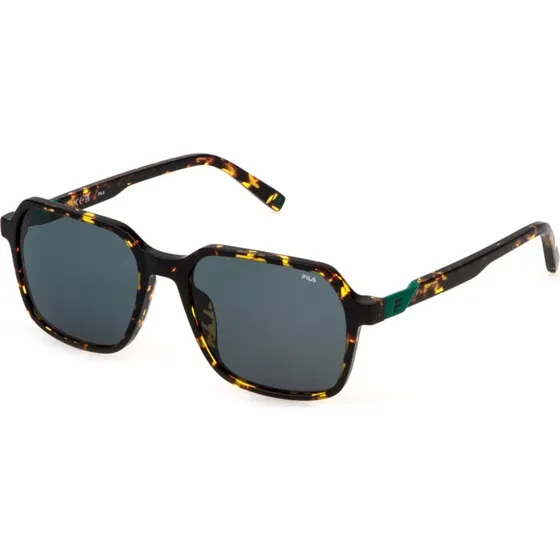 Fila Homme SFI890 Lunettes de Soleil Géométriques en Acétate Havane