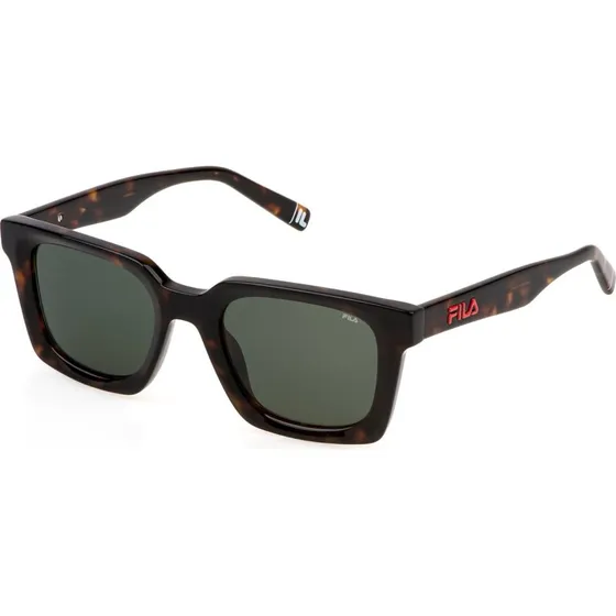 Fila Homme SFI897 Lunettes de Soleil Carrées en Acétate Havane et Vert